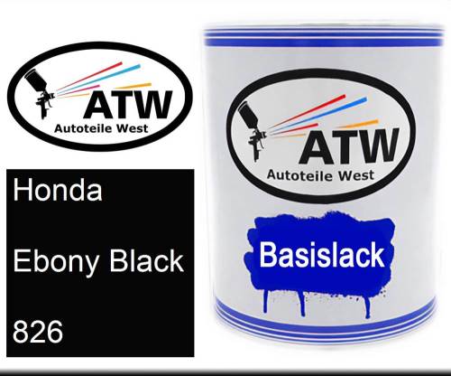 Honda, Ebony Black, 826: 1L Lackdose, von ATW Autoteile West.